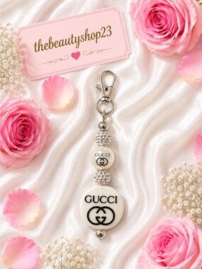 Handmade G G White Bling Boujee Bag Charm